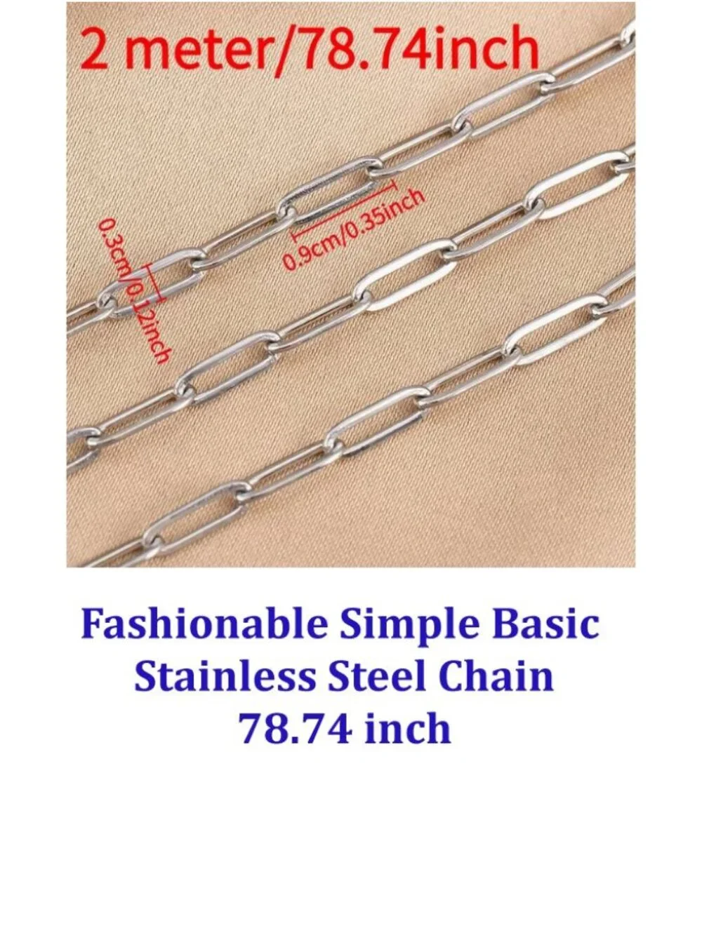 Fashionable Simple Basic Stainless Steel Chain 78.74 inch